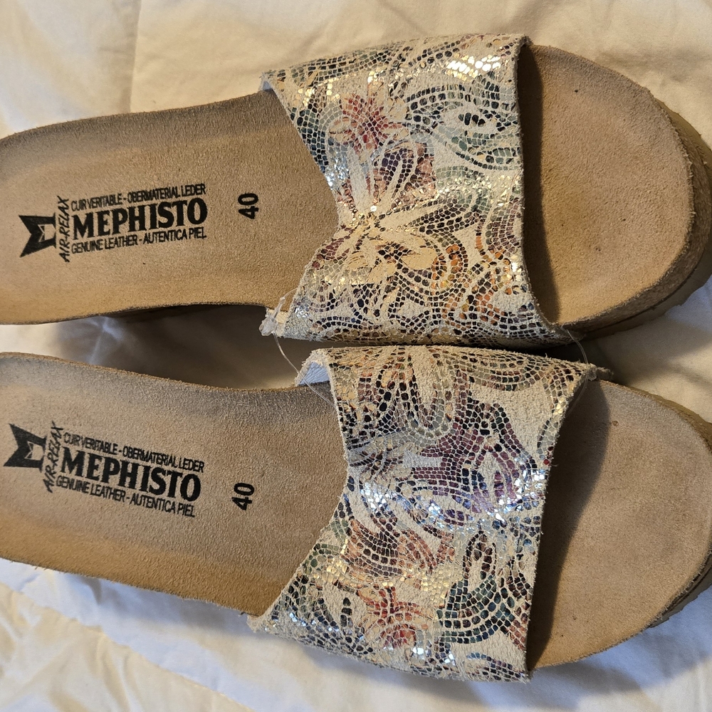 Mephisto Women's Lise Wedge Floral Sandals - Metallic Pompei Multicolor